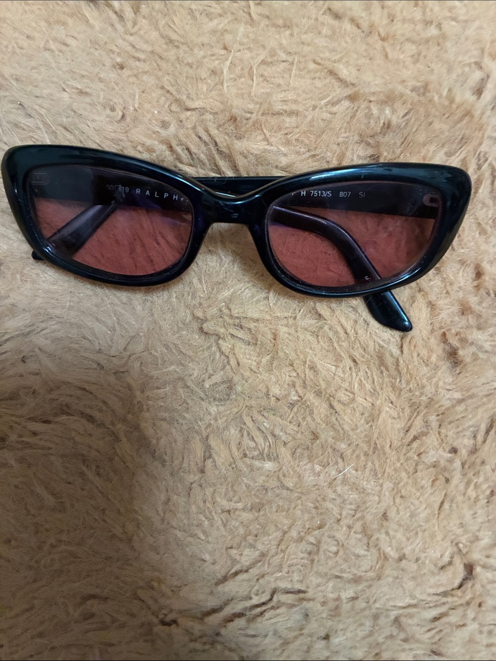 Ralph Lauren Black Cat-Eye Sunglasses with Rose-Tinted Lenses